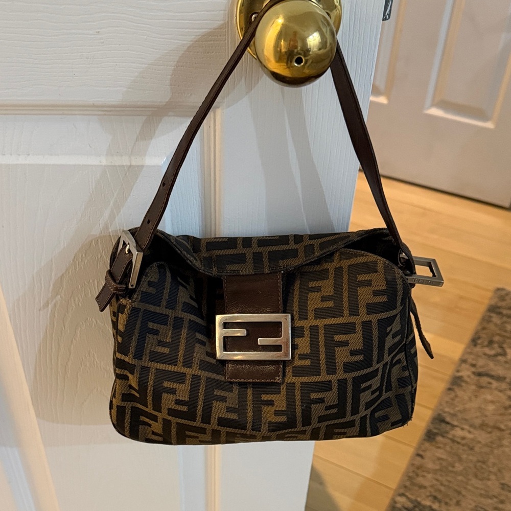Fendi Brown and Black FF Canvas Zucca Shoulder Bag